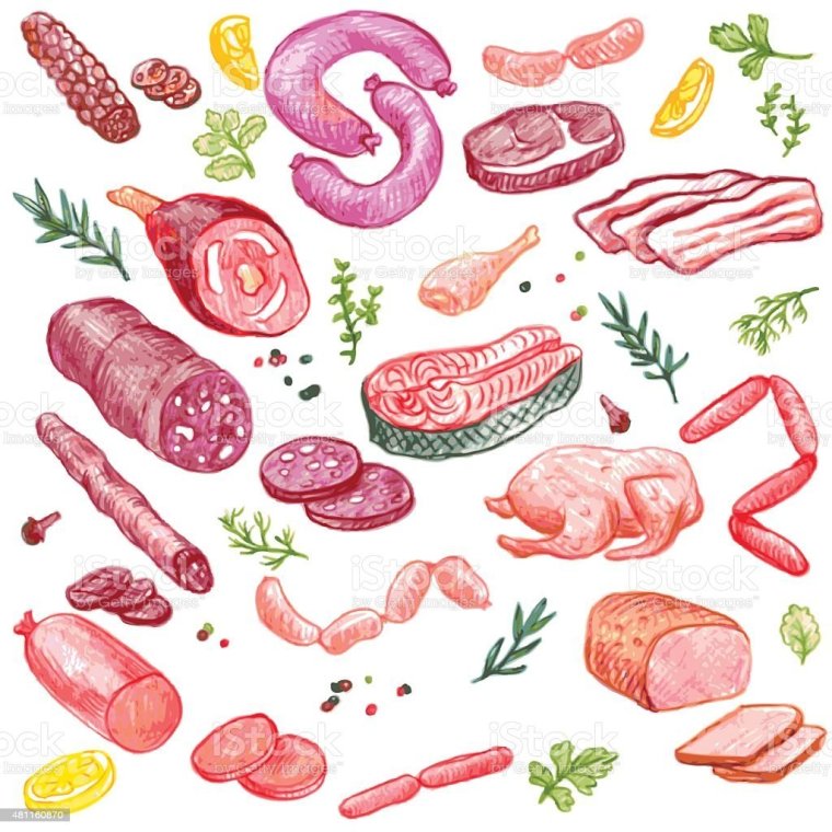 Мясо колбаса вектор