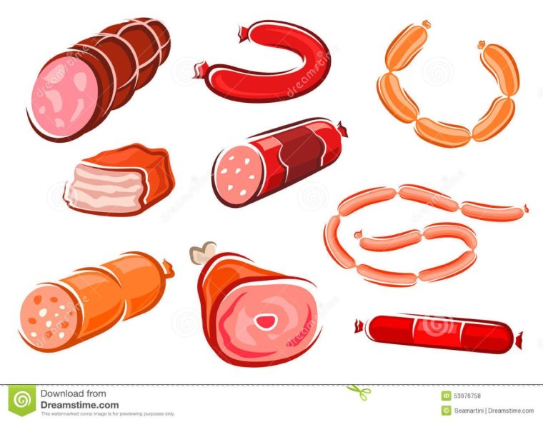 Колбаса сосиски вектор