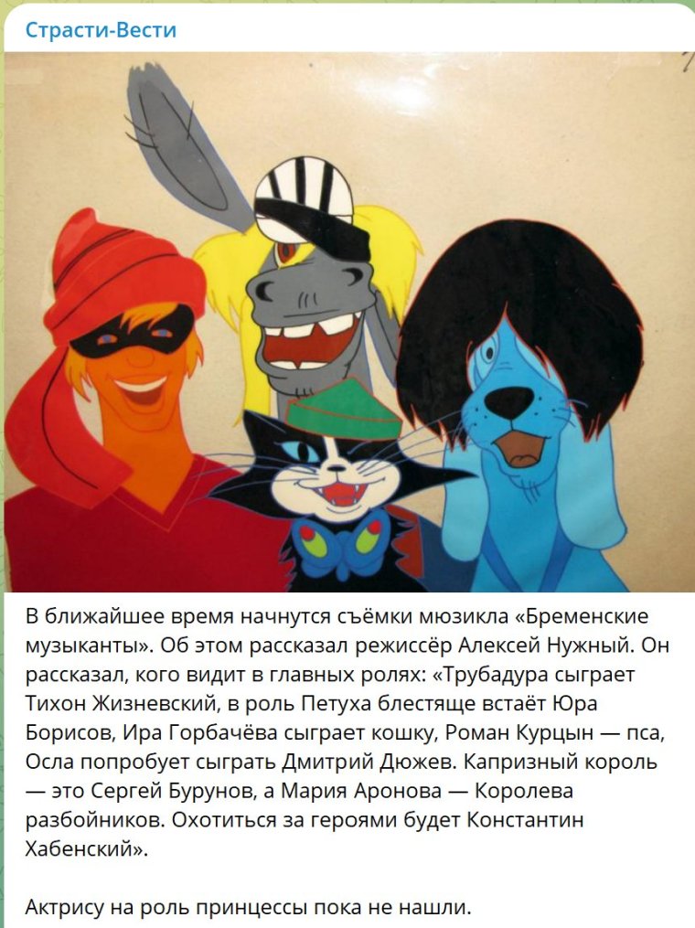 Герои мультика Бременские музыканты