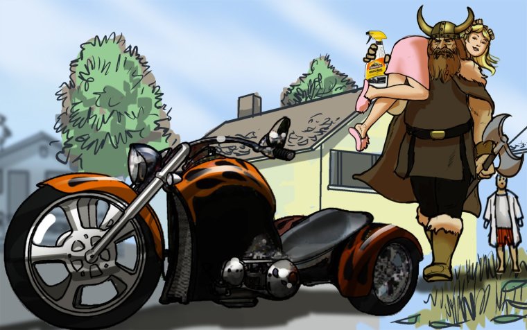 Мотоцикл с коляской карикатура