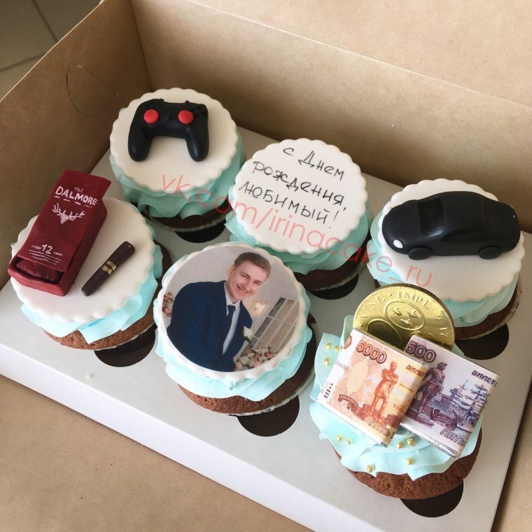 Капкейки с фотопечатью для мужчины