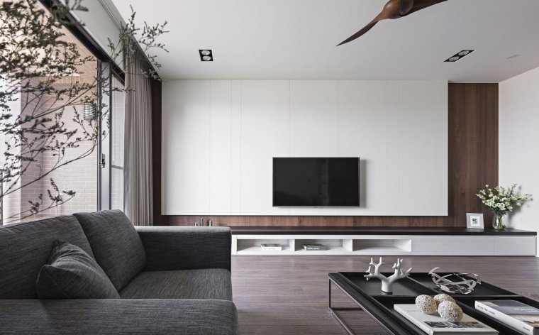 Телевизор в гостиной Минимализм