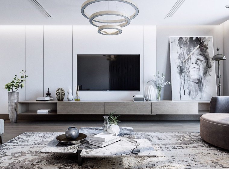 Гостиная в стиле Контемпорари зона ТВ