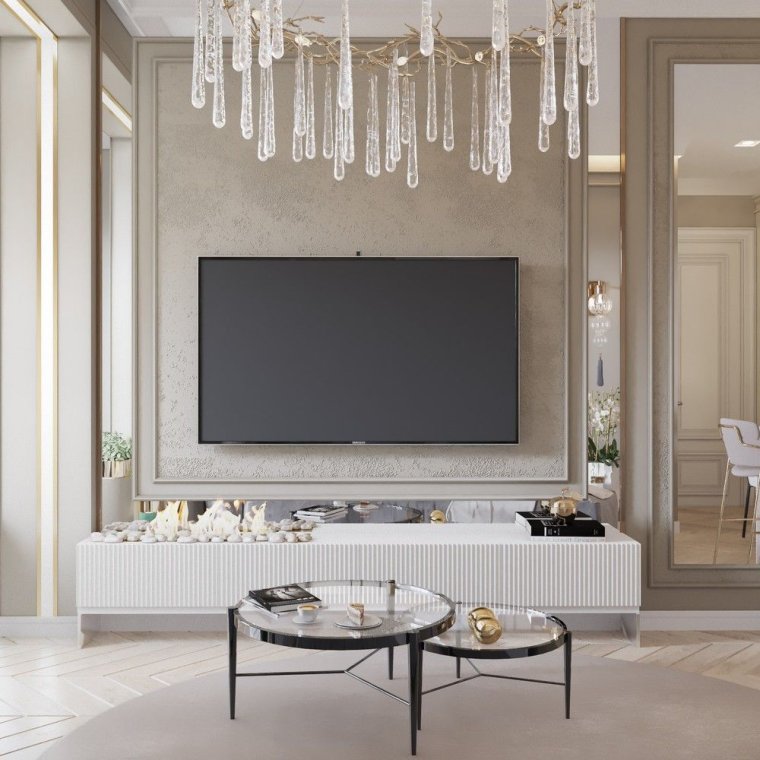 Телевизор в гостиной Неоклассика