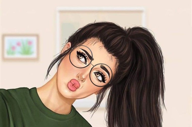 Мультяшная брюнетка на аву