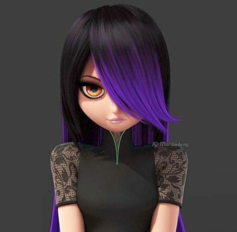 Девочка с сиреневыми волосами арт