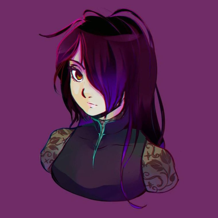 Девушка с яркими волосами арт