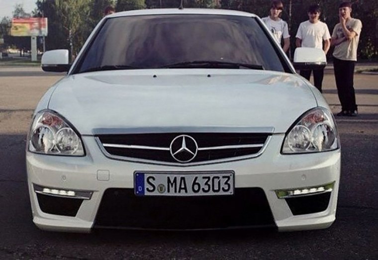 Приора с бампером от Мерседеса