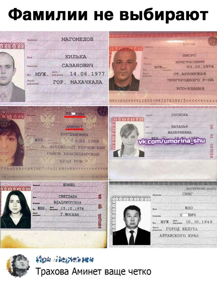 Интересные фамилии