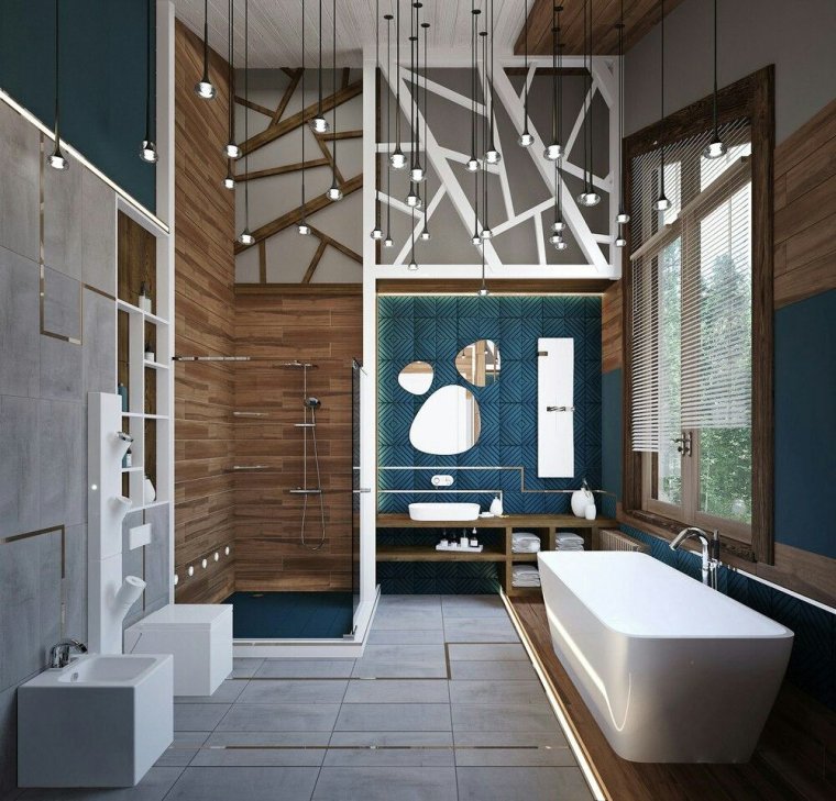 Большая ванная комната в частном доме