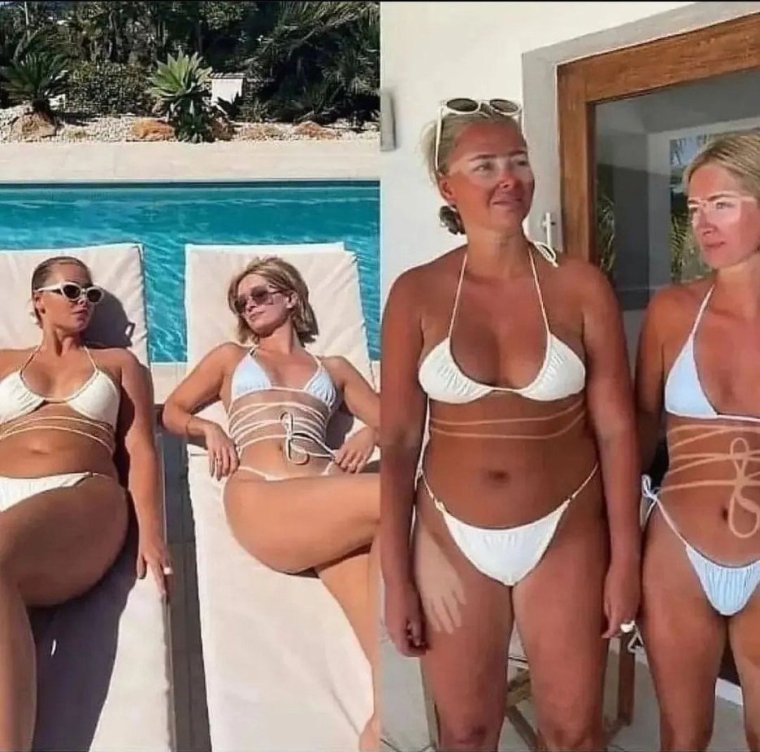 Смешной загар у девушек