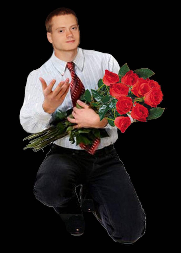 Голый мужчина с цветами