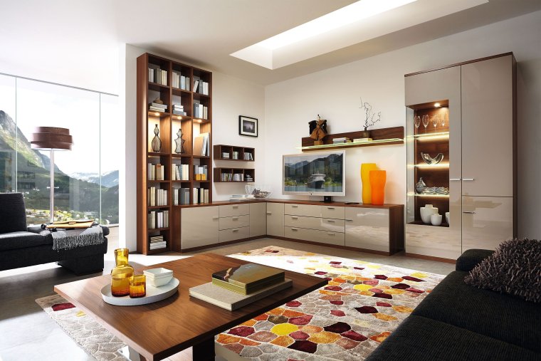 Стенка со столом в гостиную в современном стиле