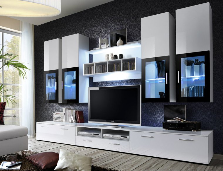 Стенка во всю стену для гостиной