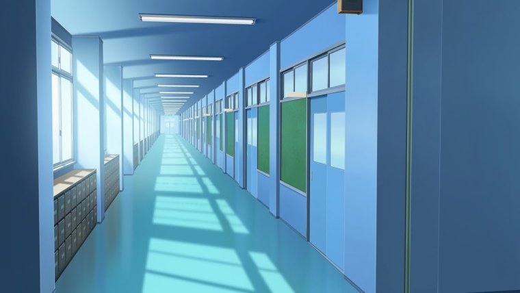 Коридор школы аниме