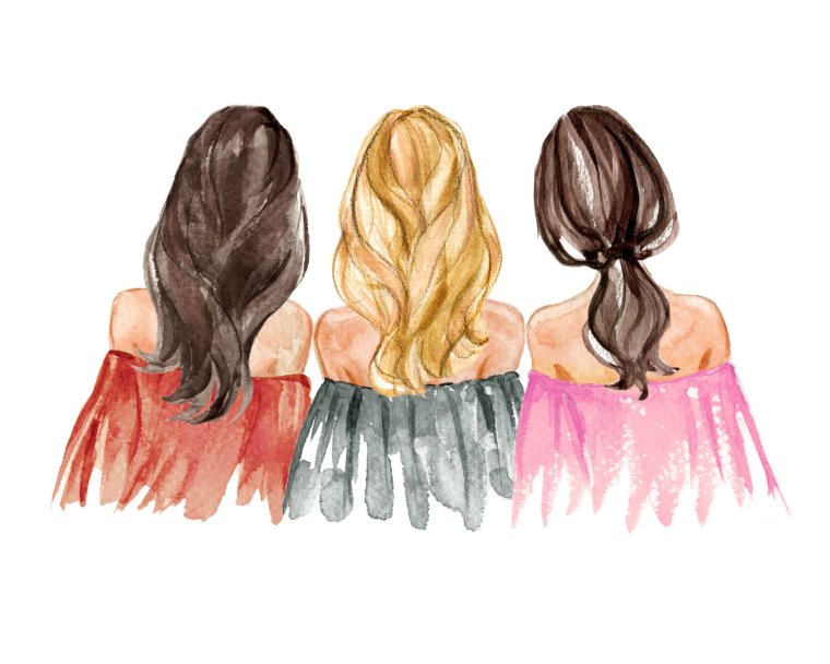 Девочки нарисованные три девочки