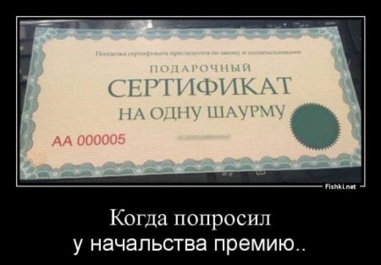 Сертификат на шаурму