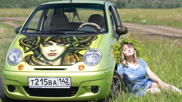 Тюнингованный Матиз черный