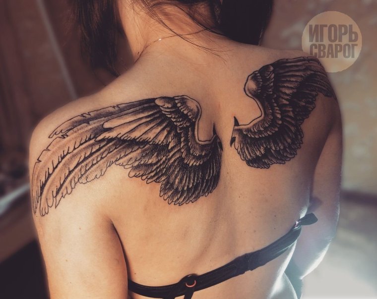 Тату Крылья на спине