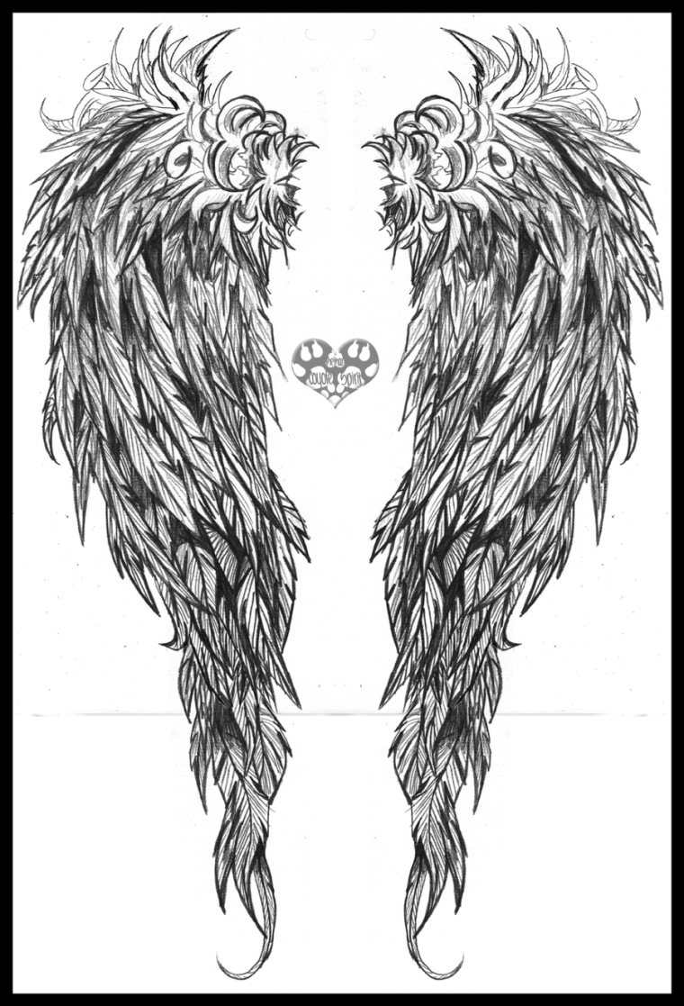 Эскизы тату Крылья на спине