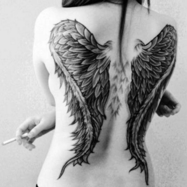 Тату Крылья ангела на спине женские