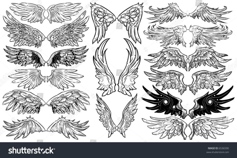 Тату Крылья эскизы женские