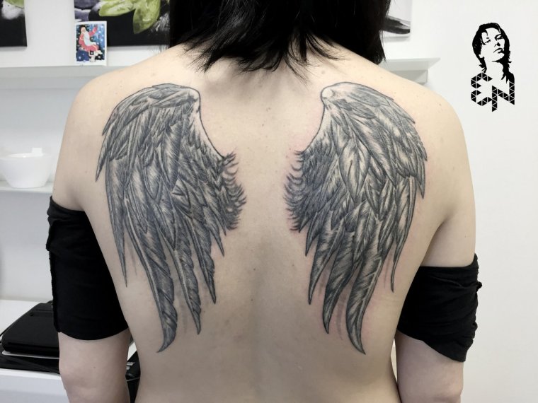 Тату Крылья ангела на спине
