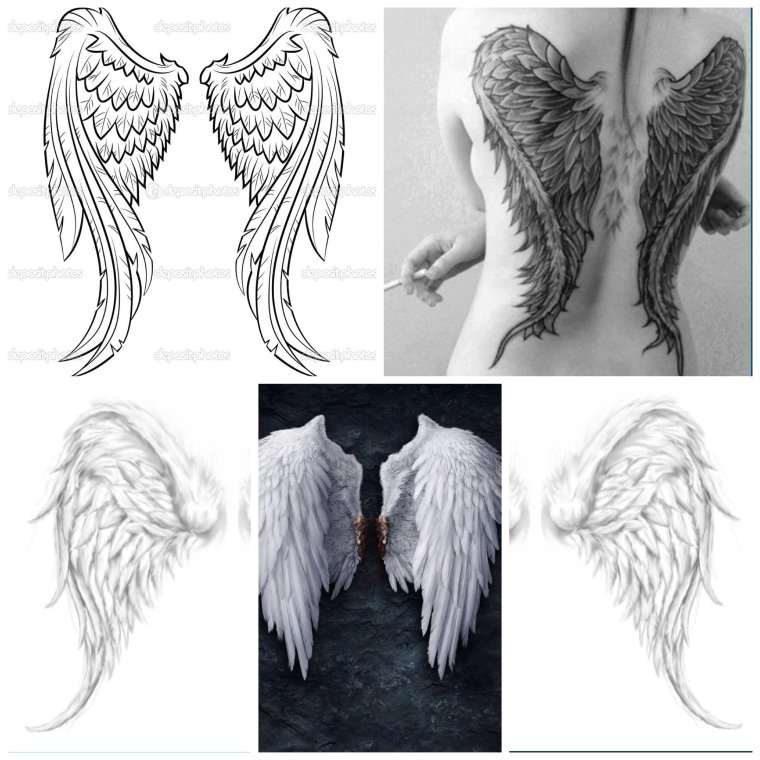 Эскизы тату Крылья на спине
