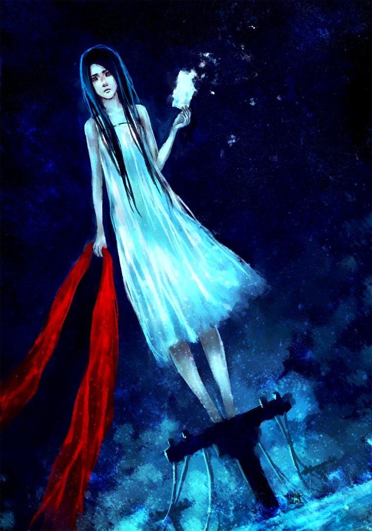 Призрак девушки в белом платье