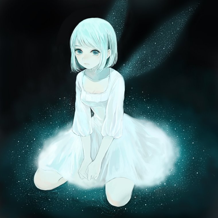 Аниме девушка в белом платье