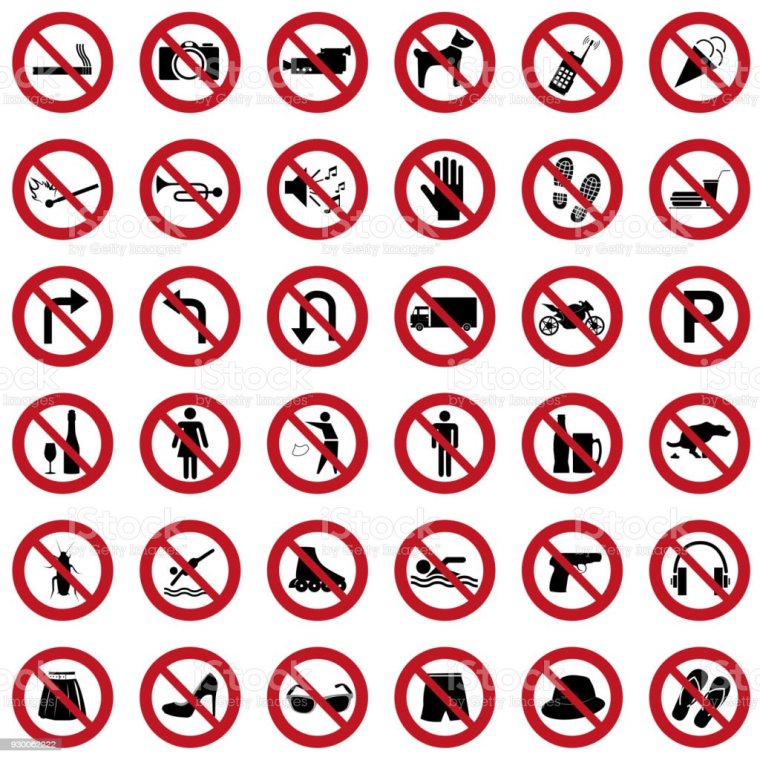 Различные запрещающие знаки