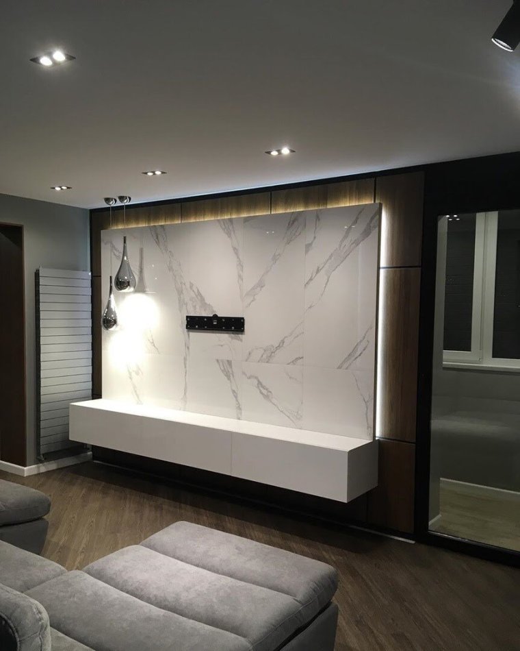 Стенки с камином и телевизором для гостиной