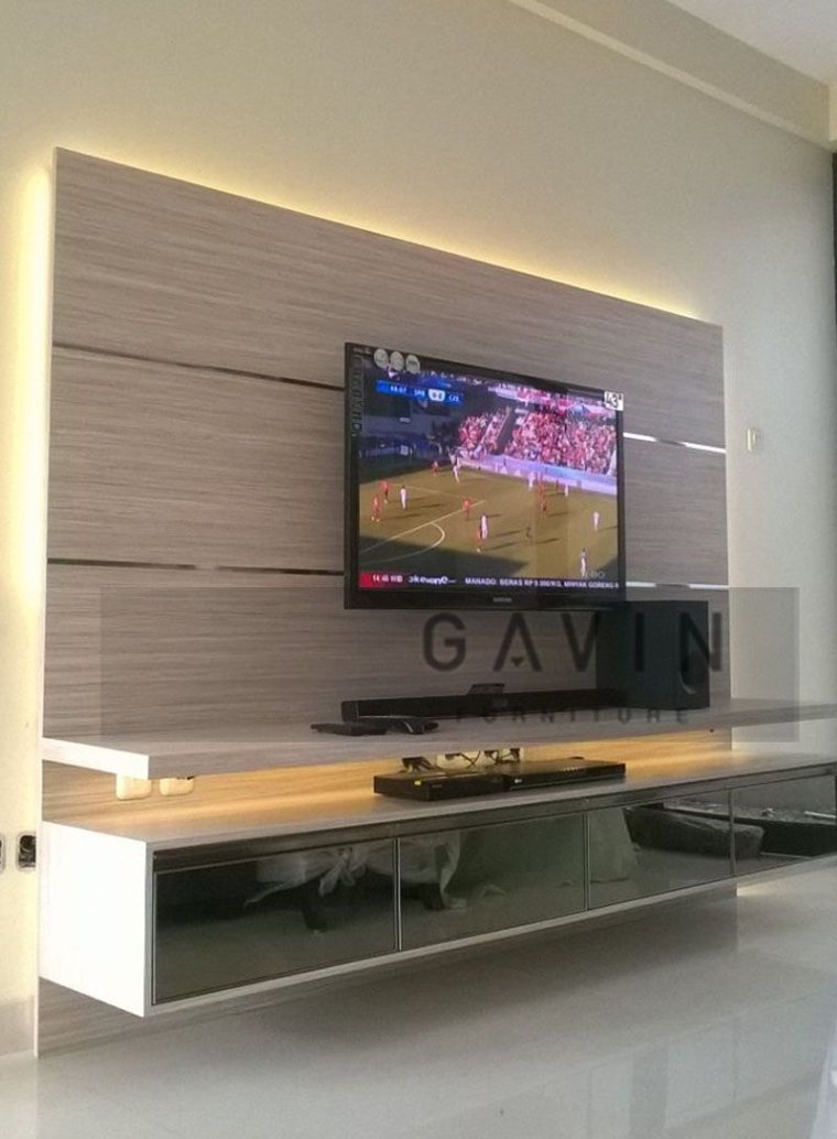 Декор стены под телевизор в гостиной