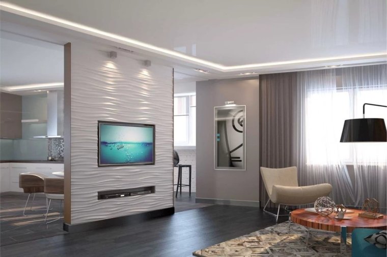 Отделка стен в гостиной