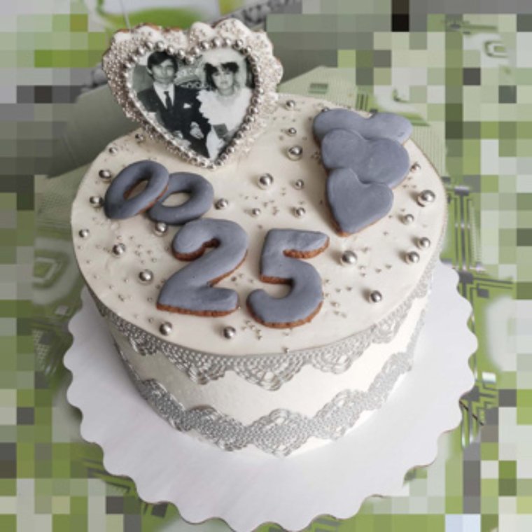 Украшение торта на серебряную свадьбу