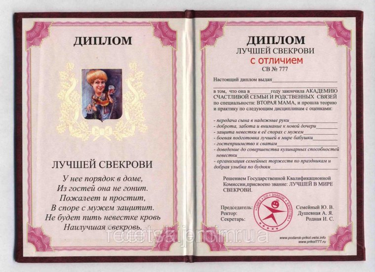 Шуточные грамоты