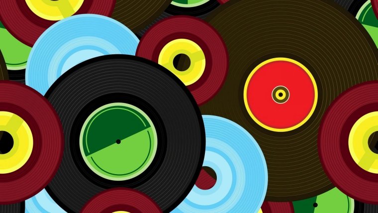 Разноцветные виниловые пластинки