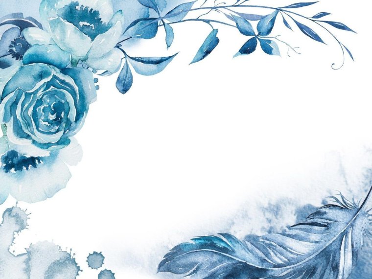 Синие Акварельные цветы