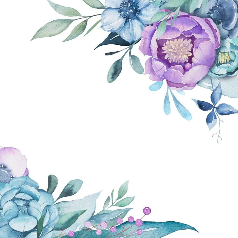 Приглашение синие цветы