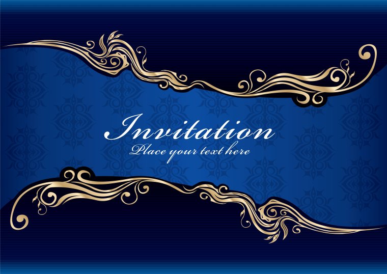 Приглашение синее шаблон