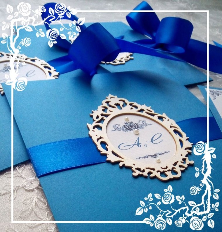 Приглашение на свадьбу голубое шаблон