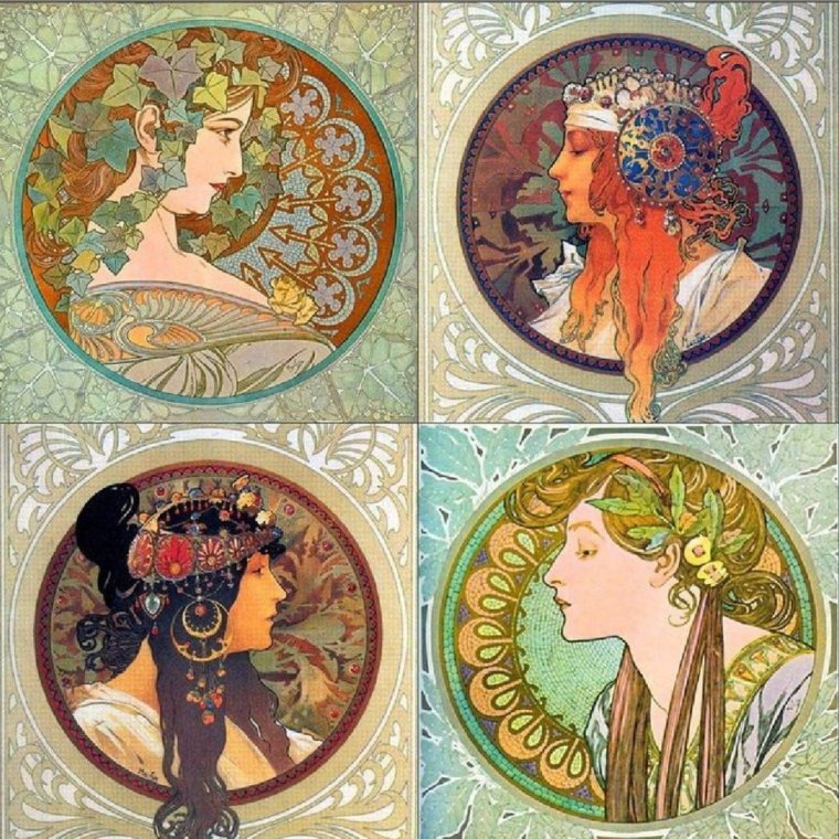 Орнаменты ар нуво Альфонс Муха