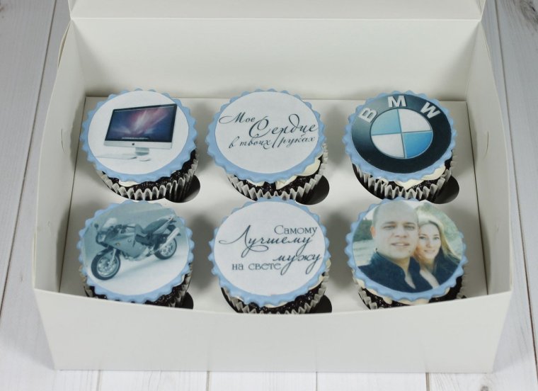 Капкейки с фотопечатью для мужчины