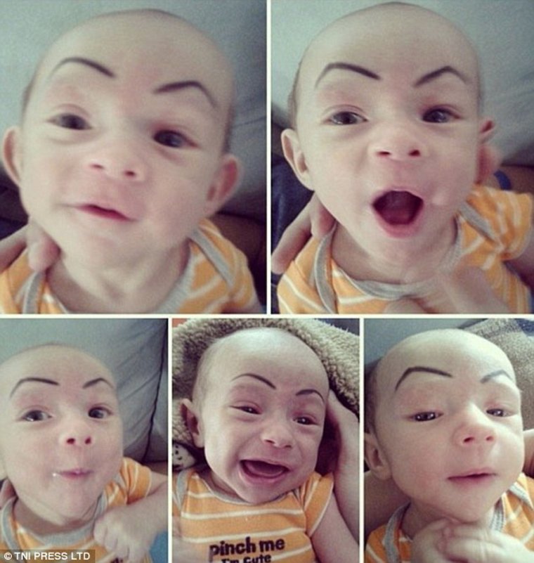 Ребенок с нарисованными бровями