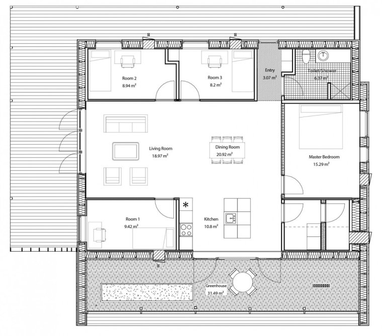 Угловой дом из контейнеров планировка
