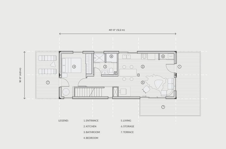 Проект дома из морского контейнера 40 футов