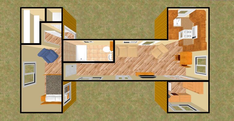 Дом из 2 контейнеров 40 футов