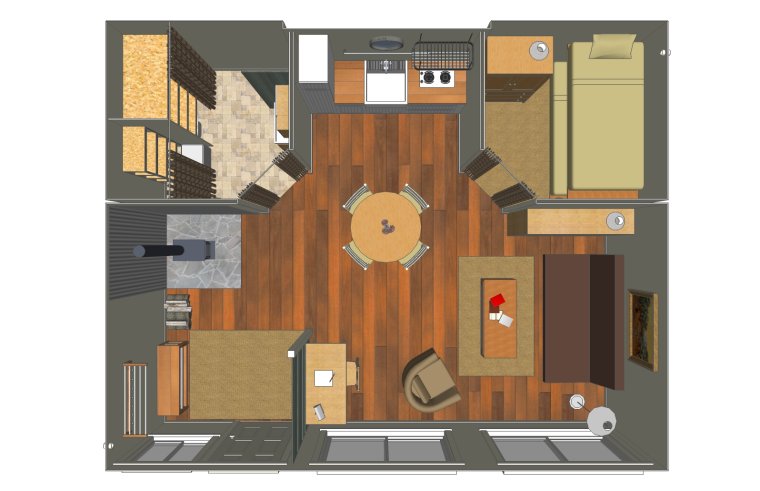 Угловой модульный домик планировка