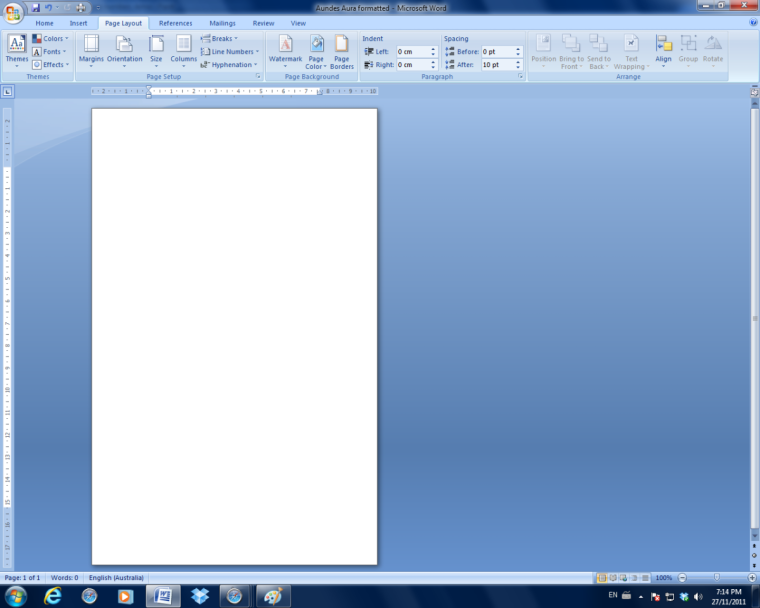 Вид листа в Ворде
