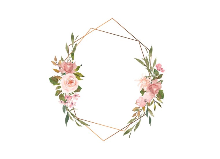 Геометрическая рамка с цветами акварель